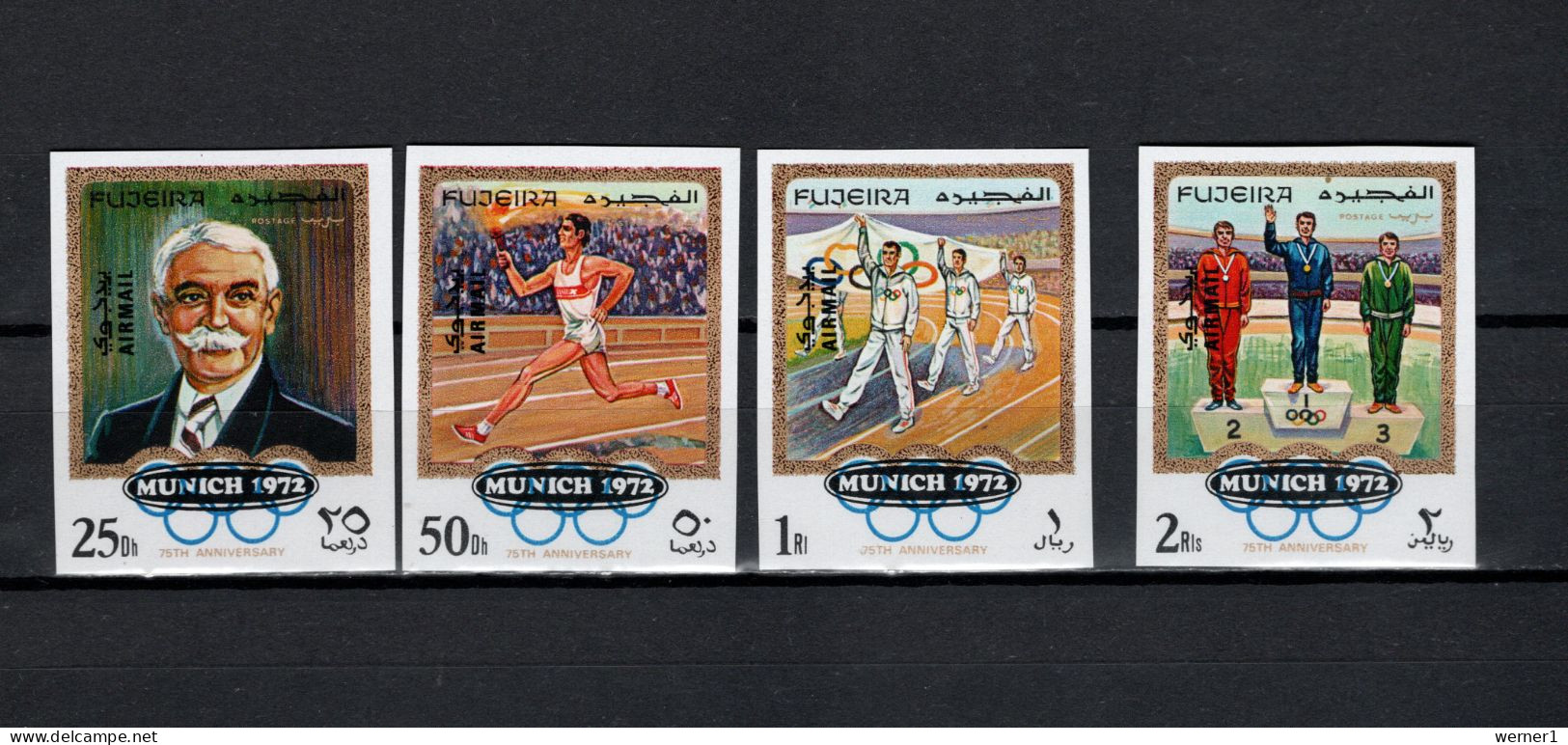 Fujeira 1970 Olympic Games, IOC Set Of 4 With Overprint "Munich 1972" Imperf. MNH - Summer 1972: Munich
