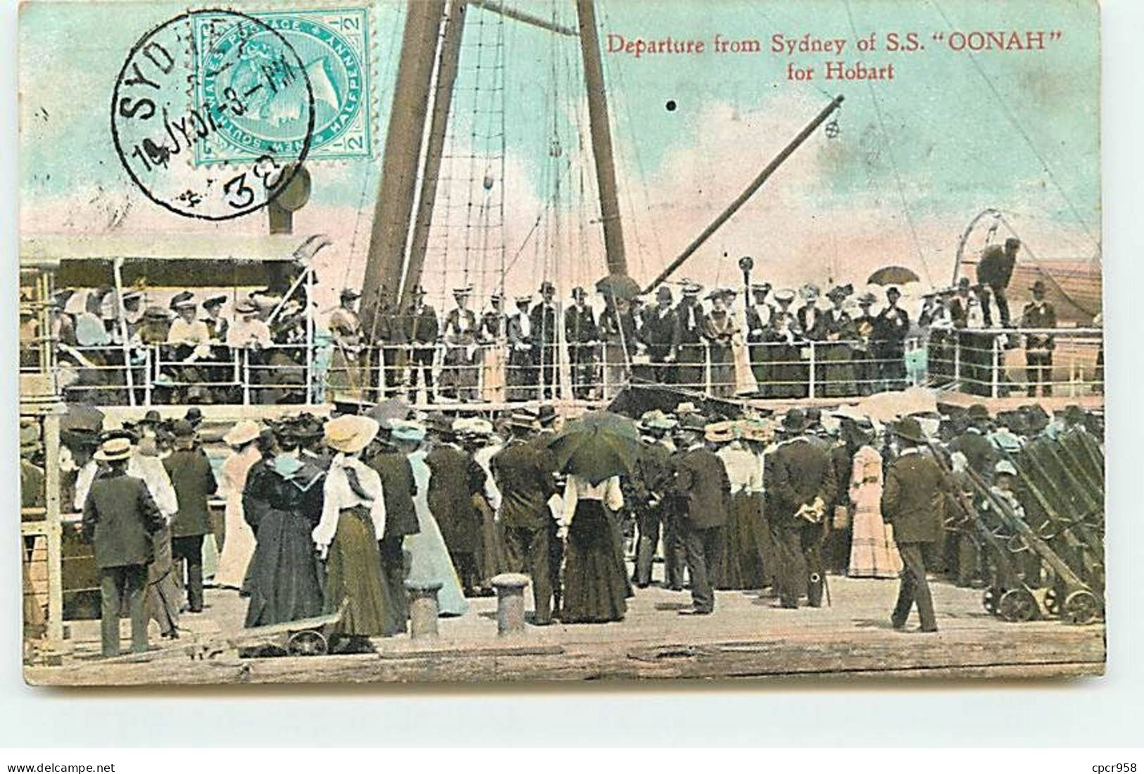 Australie - N°79803 - Departure From SYDNEY Of S.S. "Oonah" For Hobart - AFFRANCHISSEMENT DE COMPLAISANCE - Sydney