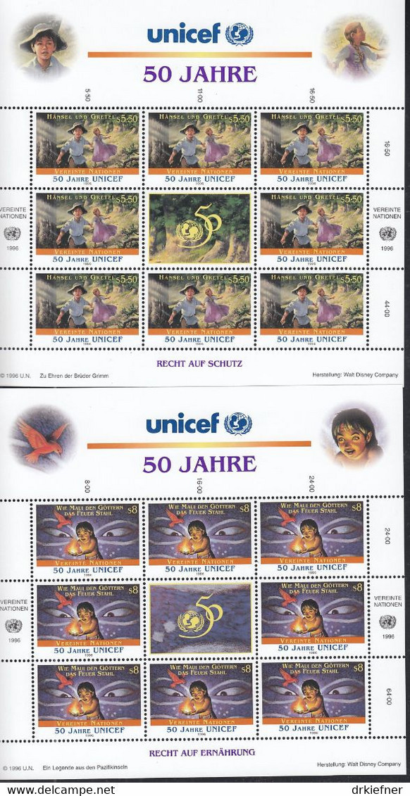 UNO WIEN 218-219, 2 Kleinbogen, Postfrisch **, 50 Jahre UNICEF 1996 - Blocchi & Foglietti