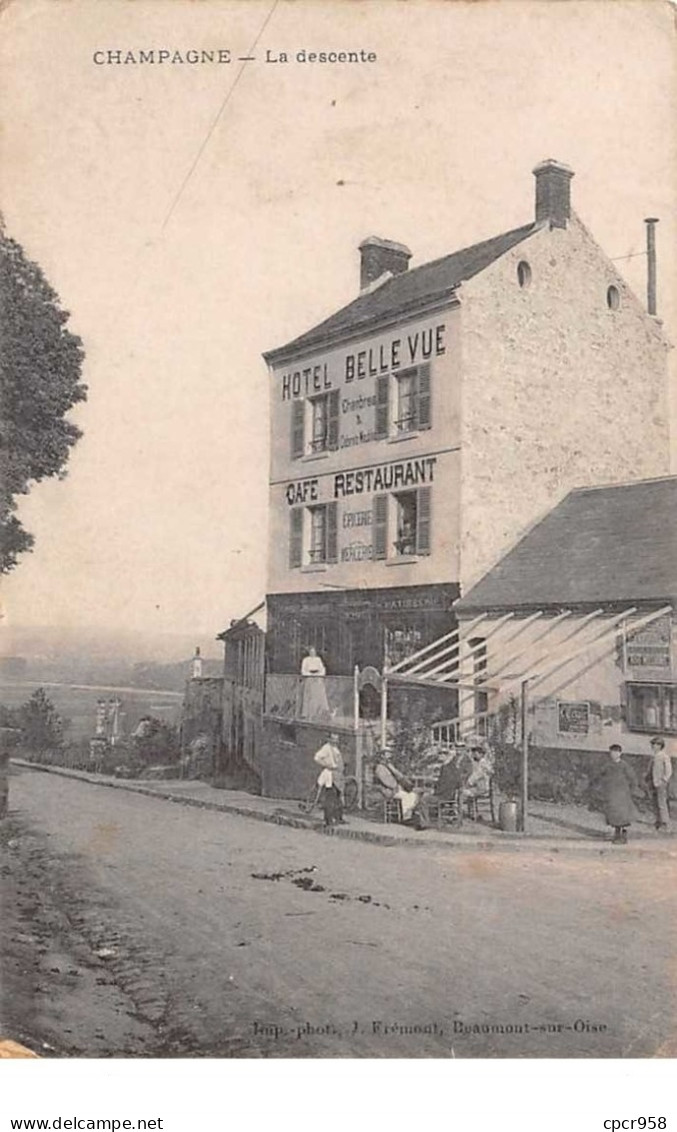 95 - N°150983 - Champagne - La Descente - Hôtel Belle Vue - Café Restaurant - Champagne Sur Oise