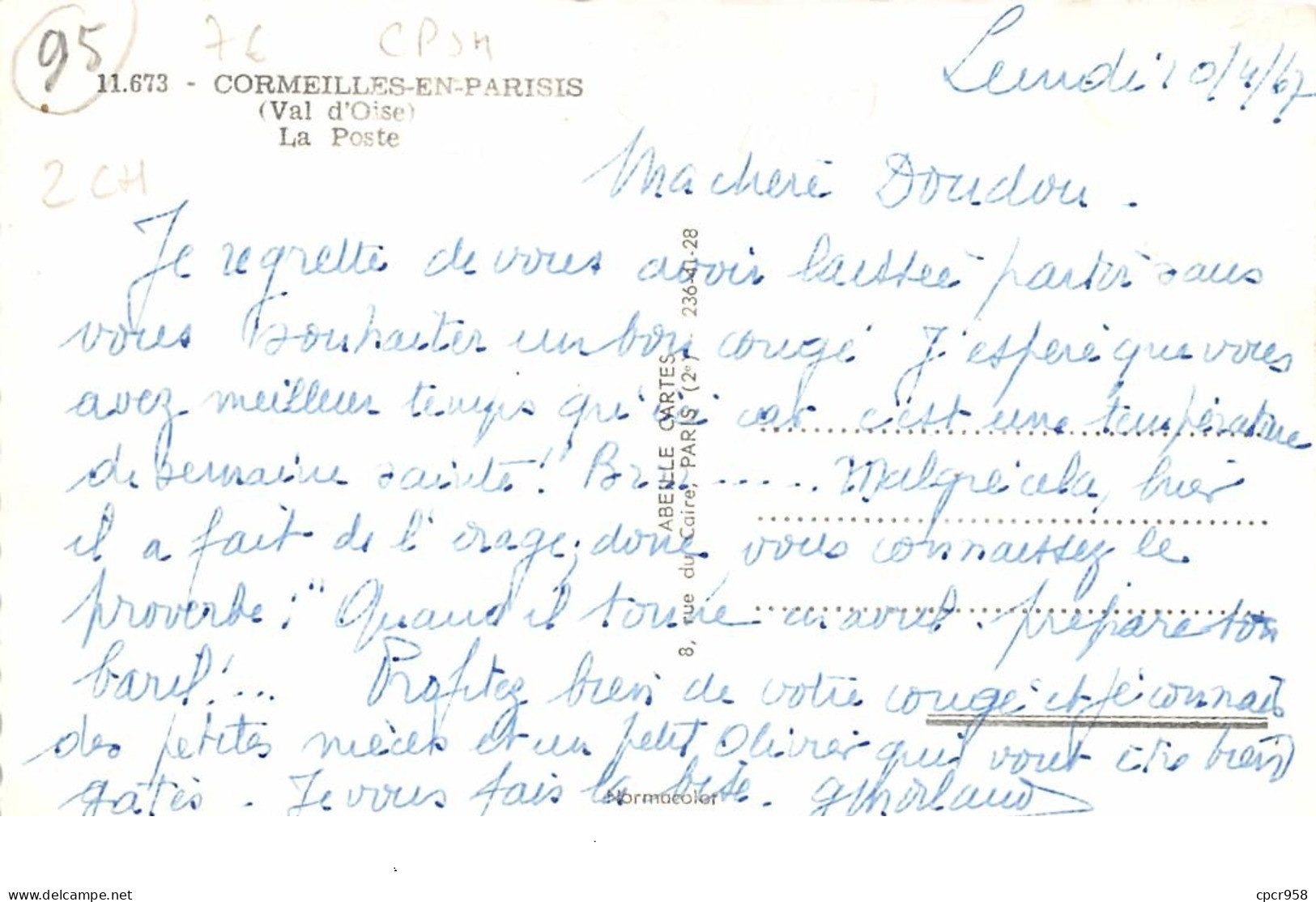 95. N°206323. Cormeilles En Parisis. La Poste. CPSM. 2CH - Cormeilles En Parisis