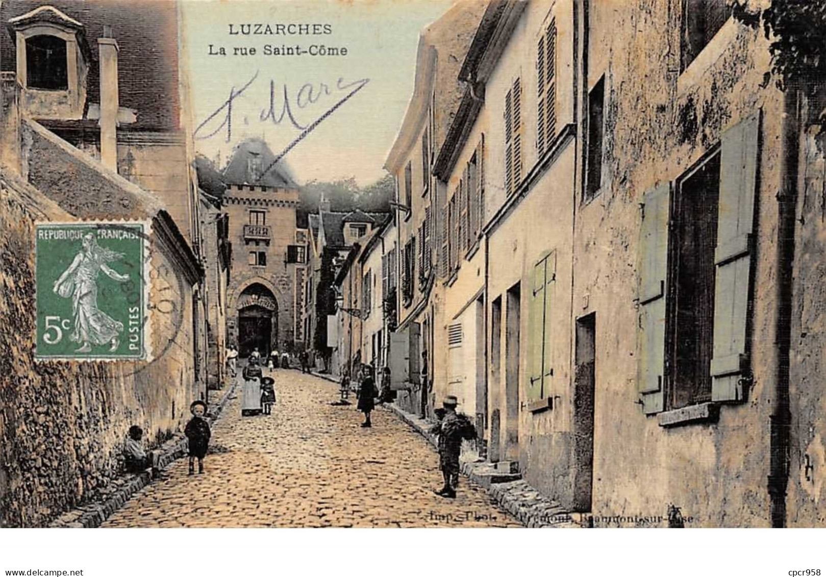 95. N°54303.LUZARCHES. La Rue Saint-côme.carte Toilé - Luzarches