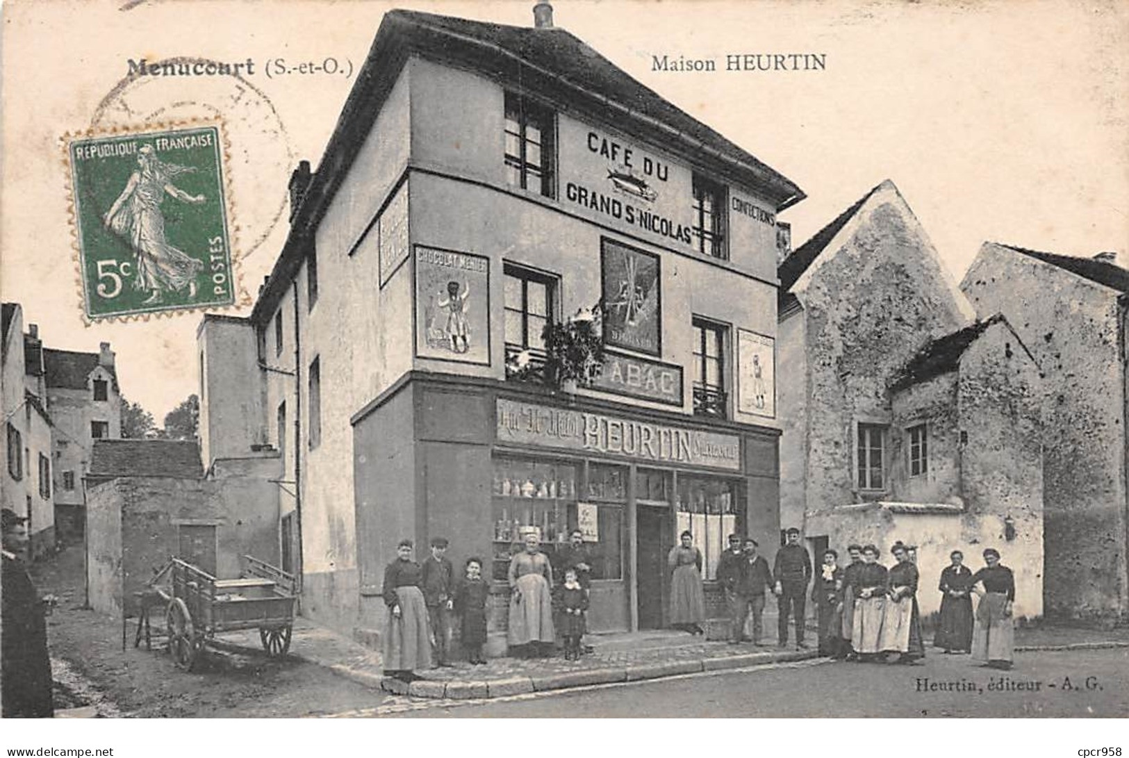 95 .n°109314 .  Menucourt . Cafe Du Grand St Nicolas . Maison Heurtin  . - Menucourt