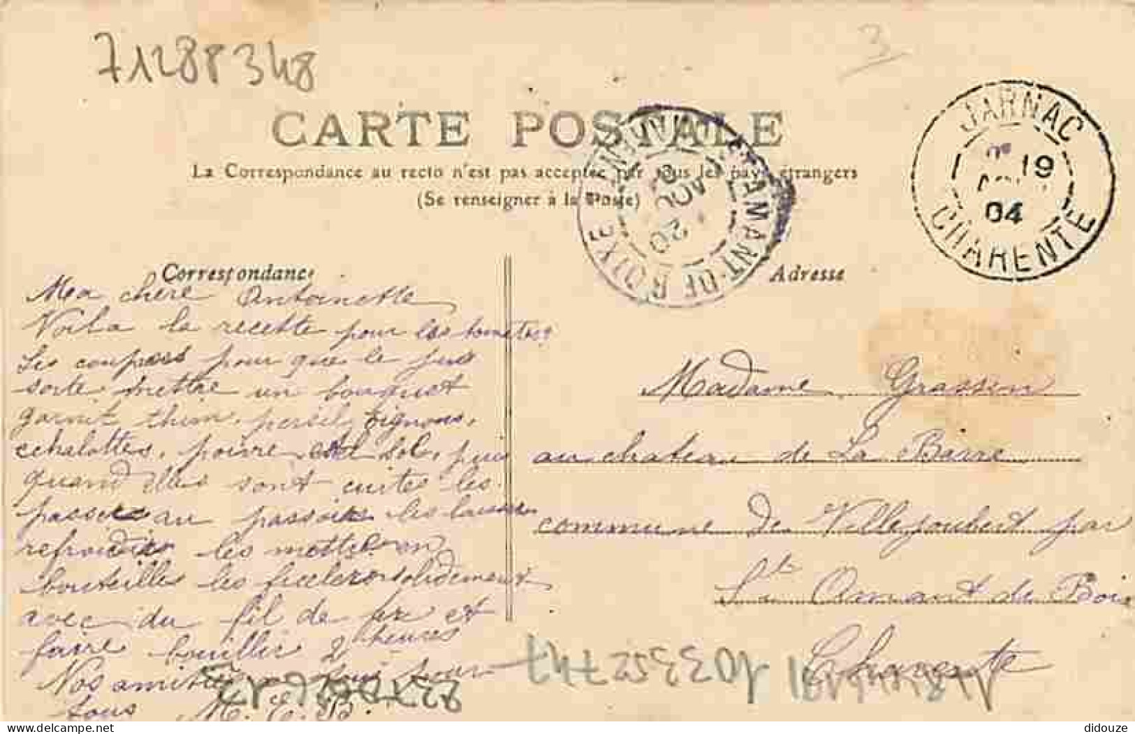 16 - Jarnac - Le Pont - Oblitération Ronde De 1904 - CPA - Voir Scans Recto-Verso - Jarnac