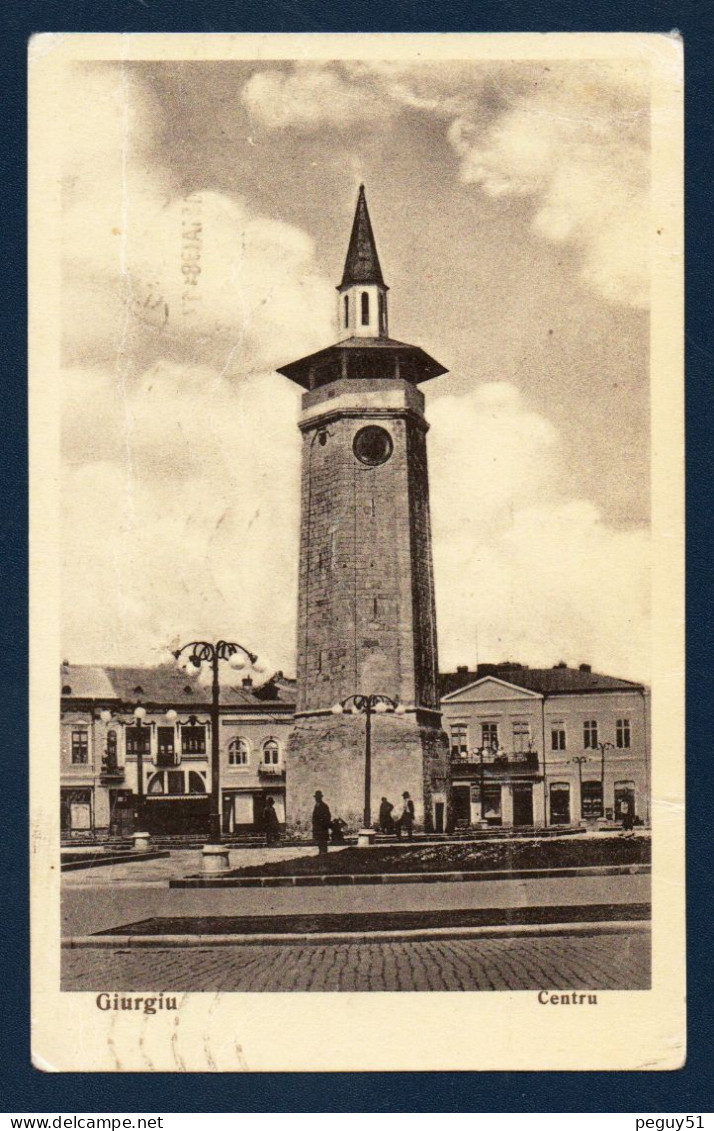 Roumanie. Giurgiu. Rive Gauche Du Danube. Place Du Centre Avec La Tour De L'horloge ( XVIII è S.) 1938 - Roumanie