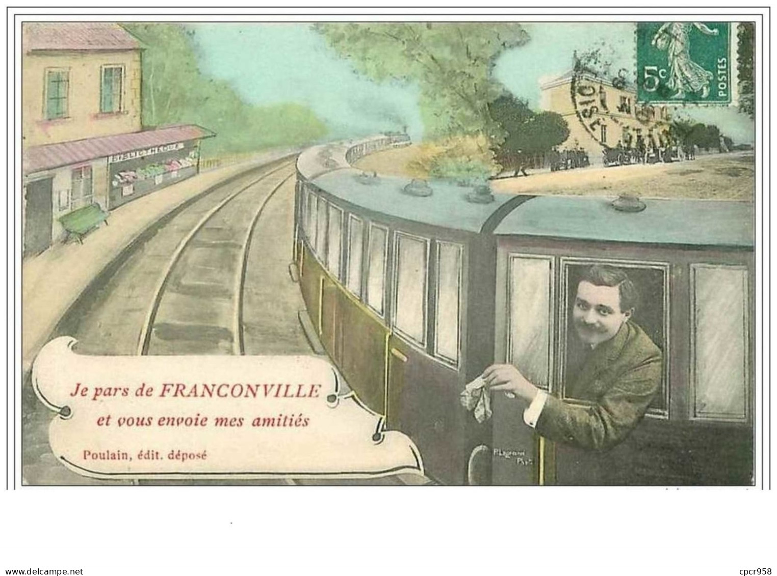 95.FRANCONVILLE.JE PARS DE FRANCONVILLE ET VOUS ENVOIE MES AMITIES.TRAIN - Franconville