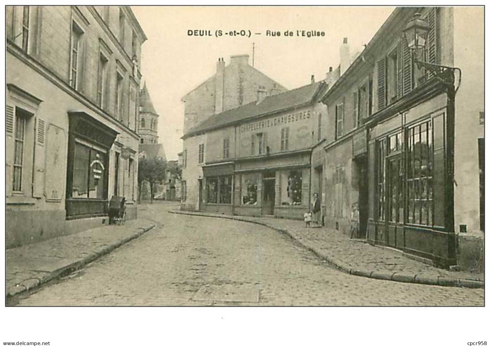 95.DEUIL.n°64.RUE DE L'EGLISE.CHAPELLERIE ET CHAUSSURES.CAFE DU CENTRE - Deuil La Barre