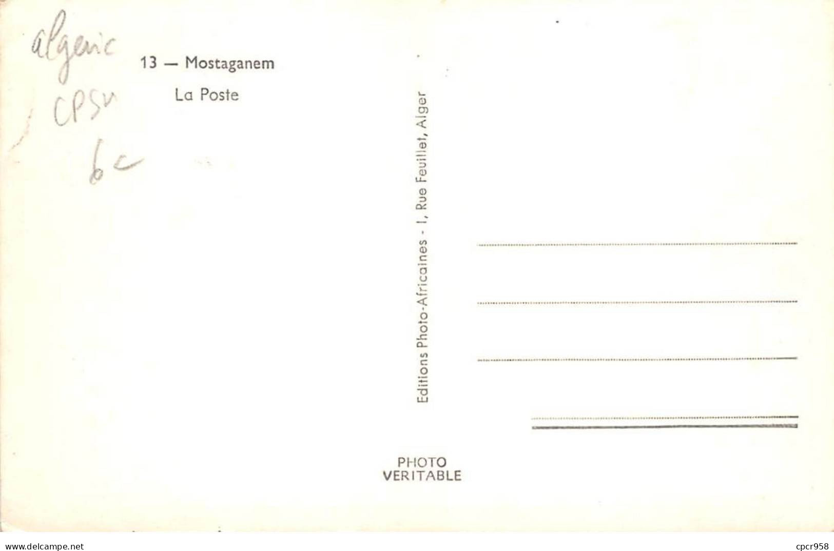 ALGERIE - MOSTAGANEM - SAN27066 - La Poste - CPSM - Mostaganem