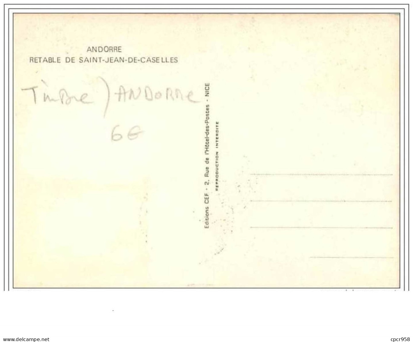 ANDORRE.CARTE MAXIMUM.n°161.RETABLE DE ST JEAN DE CASELLES - Cartoline Maximum