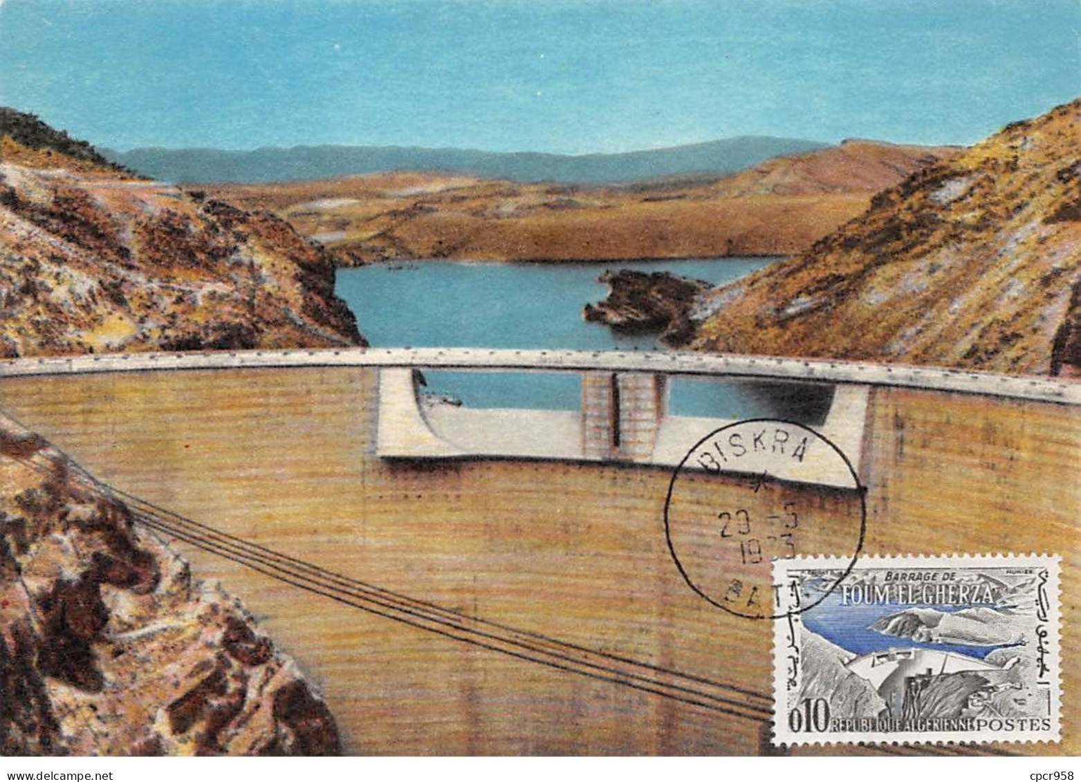 ALGERIE.Carte Maximum.AM14008.1962.Cachet Batna.Barrage De Foum El Gherza - Algeria (1962-...)