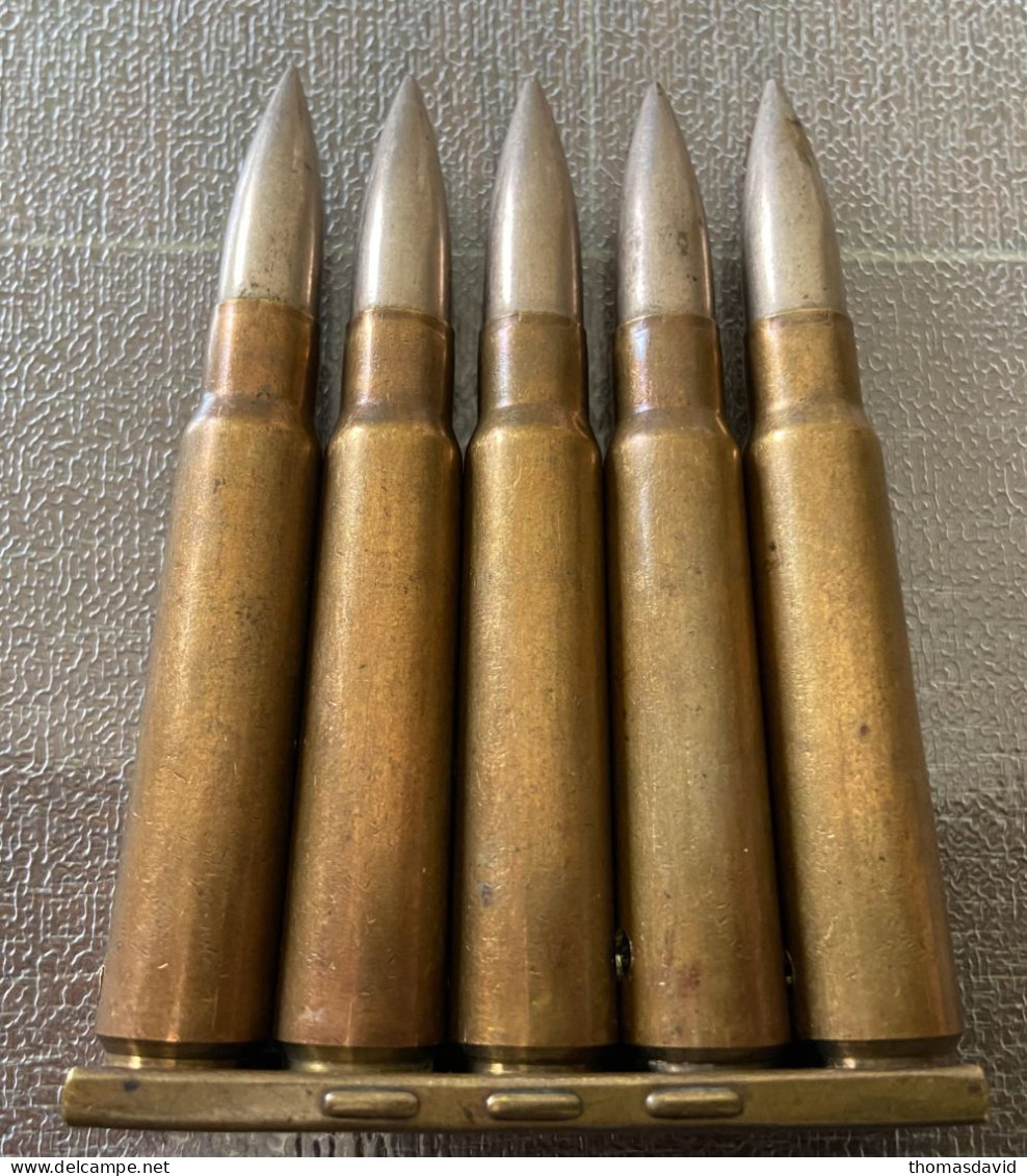 Clip De 5 Balles 7,92 Mm Mauser 14-18. Ww1.1915. (8x57). - Armes Neutralisées
