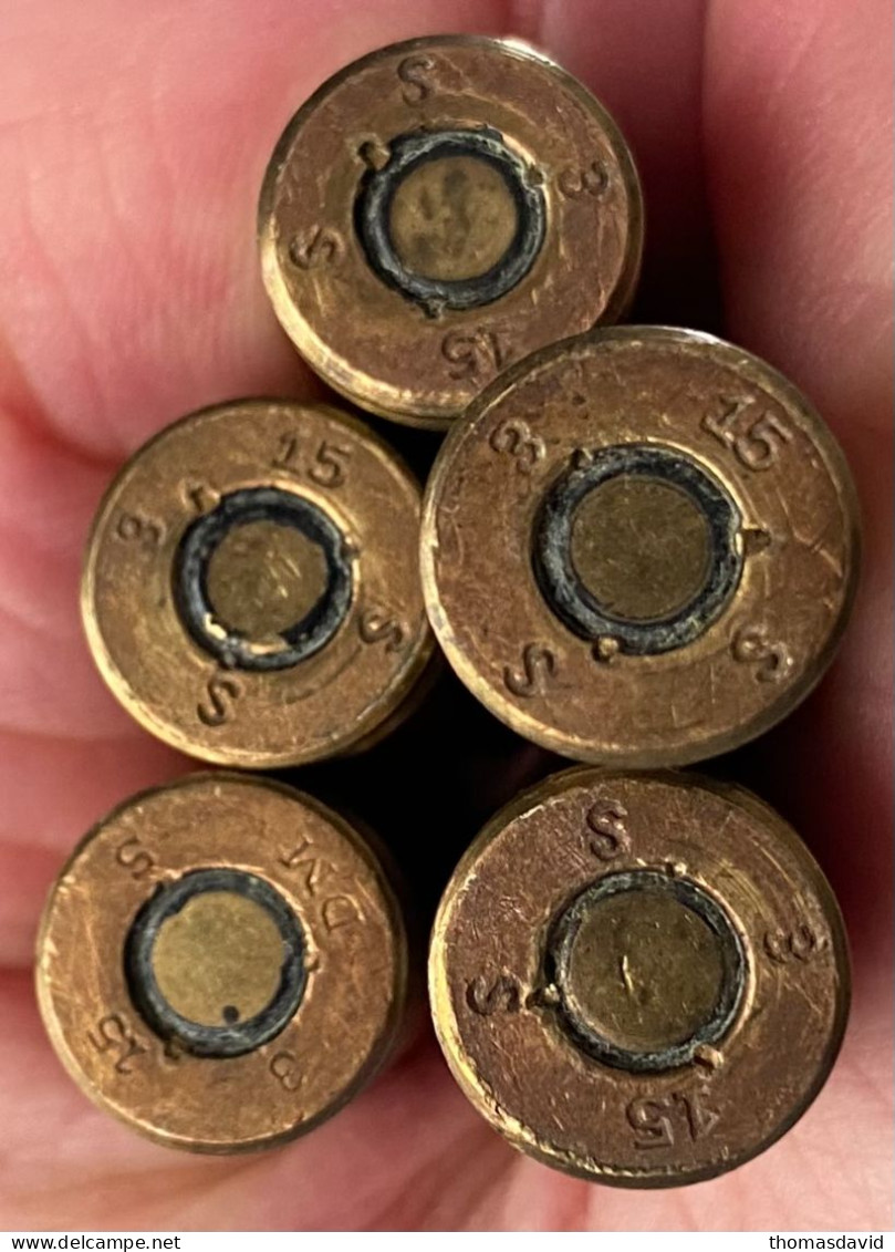 Clip De 5 Balles 7,92 Mm Mauser 14-18. Ww1.1915. (8x57). - Armas De Colección