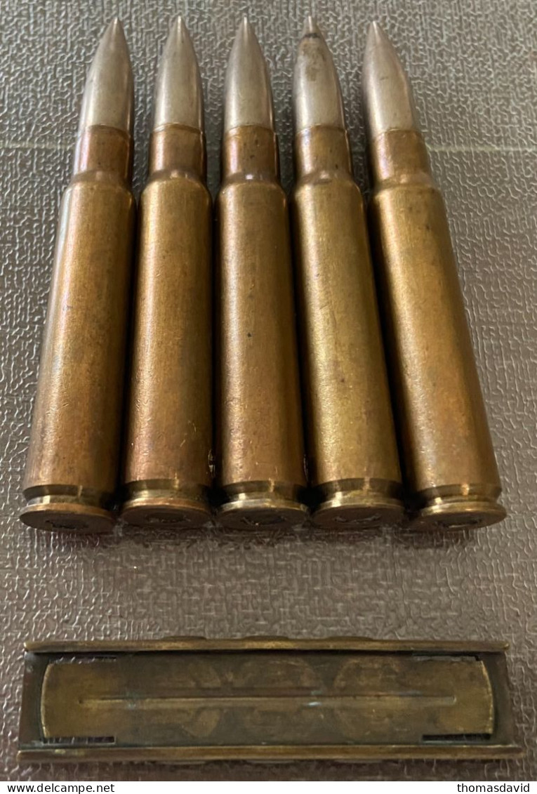 Clip De 5 Balles 7,92 Mm Mauser 14-18. Ww1.1915. (8x57). - Armas De Colección