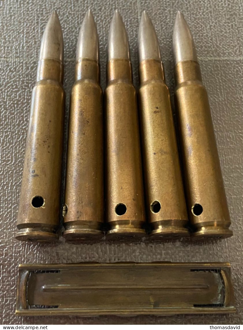 Clip De 5 Balles 7,92 Mm Mauser 14-18. Ww1.1915. (8x57). - Armes Neutralisées