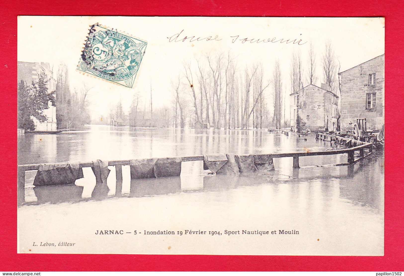 F-16-Jarnac-61P240  Inondation Du 19 Février 1904, Sport Nautique Et Moulin, Cpa Précurseur BE - Jarnac