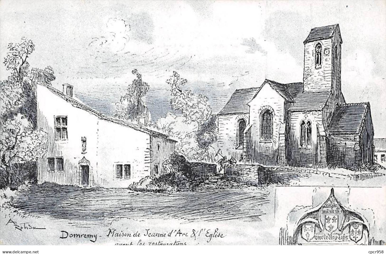 Illustrateur - N°91982 - Robida - Domrémy Maison De Jeanne D'Arc & L'Eglise Avant Les Restaurations - Robida