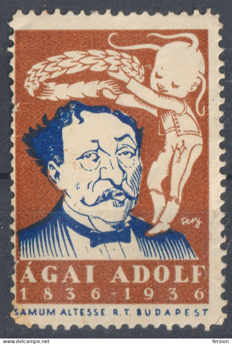 Adolf Ágai Writer JUDAICA 1936 Hungary CINDERELLA VIGNETTE LABEL Samum Altesse Cigarette Tobacco Paper Box Industry - Joodse Geloof