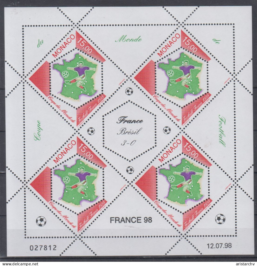 MONACO 1998 FOOTBALL WORLD CUP S/SHEET - 1998 – Francia