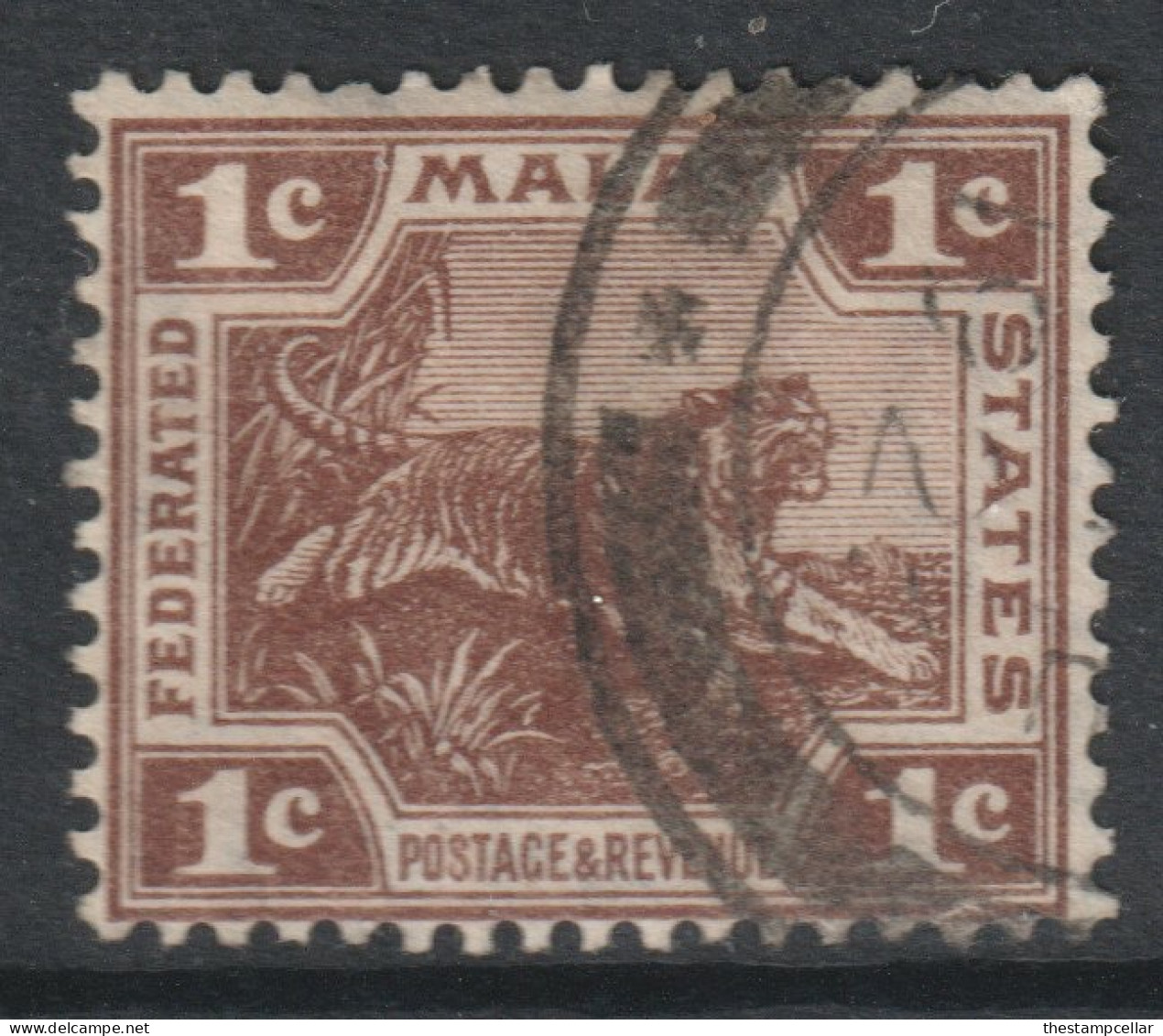 Malaya Federated States FMS Scott 49 - SG52, 1922 Leaping Tiger 1c Brown Used - Federated Malay States
