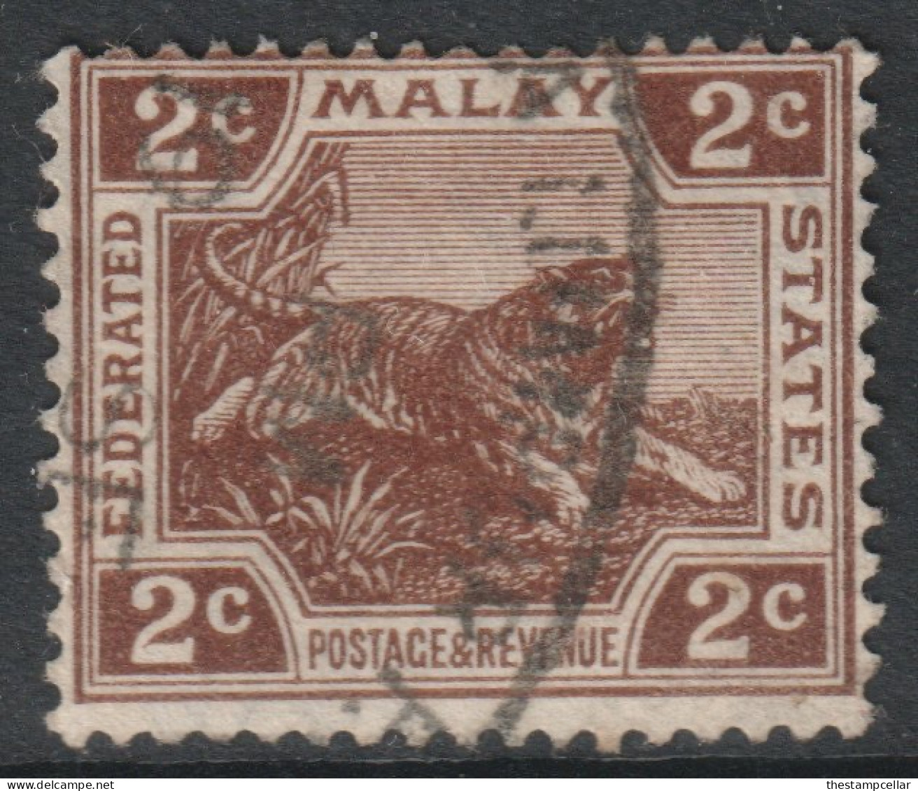 Malaya Federated States FMS Scott 51 - SG54, 1922 Leaping Tiger 2c Brown Used - Federated Malay States