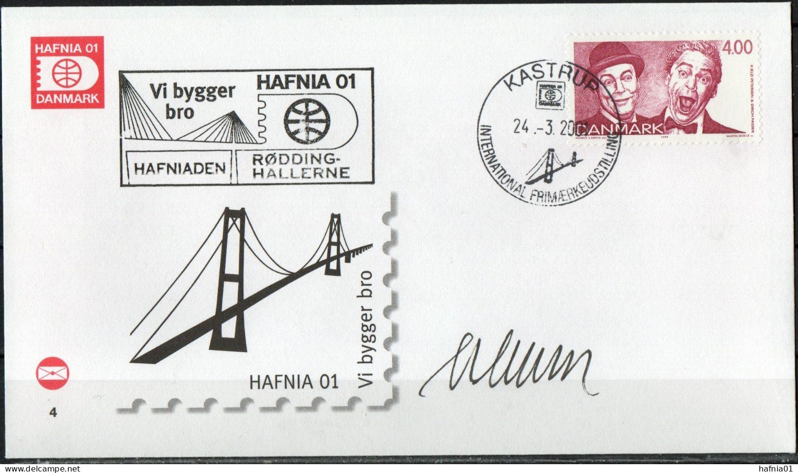 Martin Mörck. Denmark 2001. Danish Revue. Michel 1215. Cover With Special Cancel And  Cachet.  Signed. - Lettres & Documents