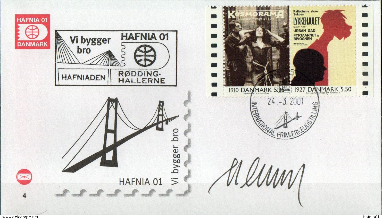 Martin Mörck. Denmark 2001. Danish Revue. Michel 1236, 1250, Pair. Cover With Special Cancel And  Cachet.  Signed. - Lettres & Documents