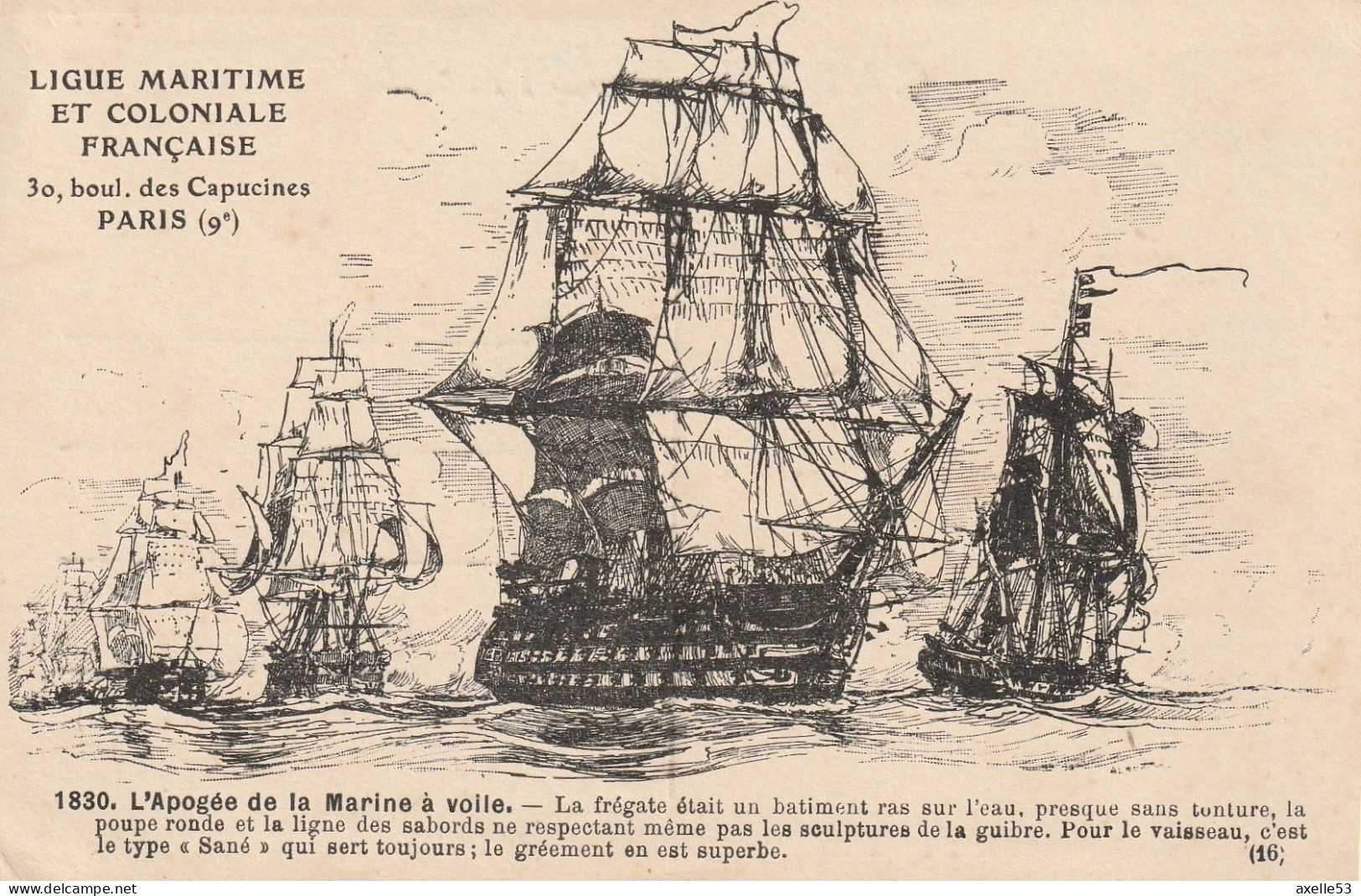 Ligue Maritime Et Coloniale Française 16 ( 10148) 1830. L'Apogée De La Marine à Voile - Collezioni E Lotti