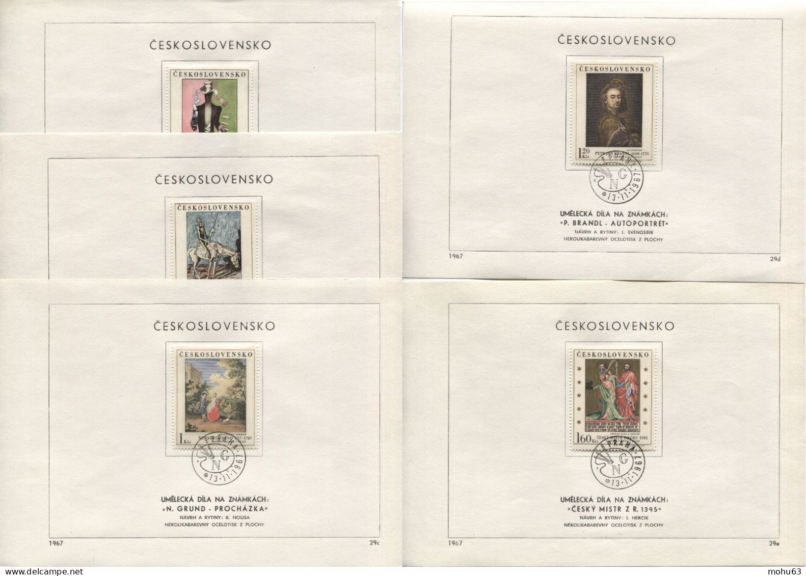 Tschechoslowakei # 1748-52 Ersttagsblatt Nationalgalerie Majernik Tichy Grund Brandl - Cartas & Documentos