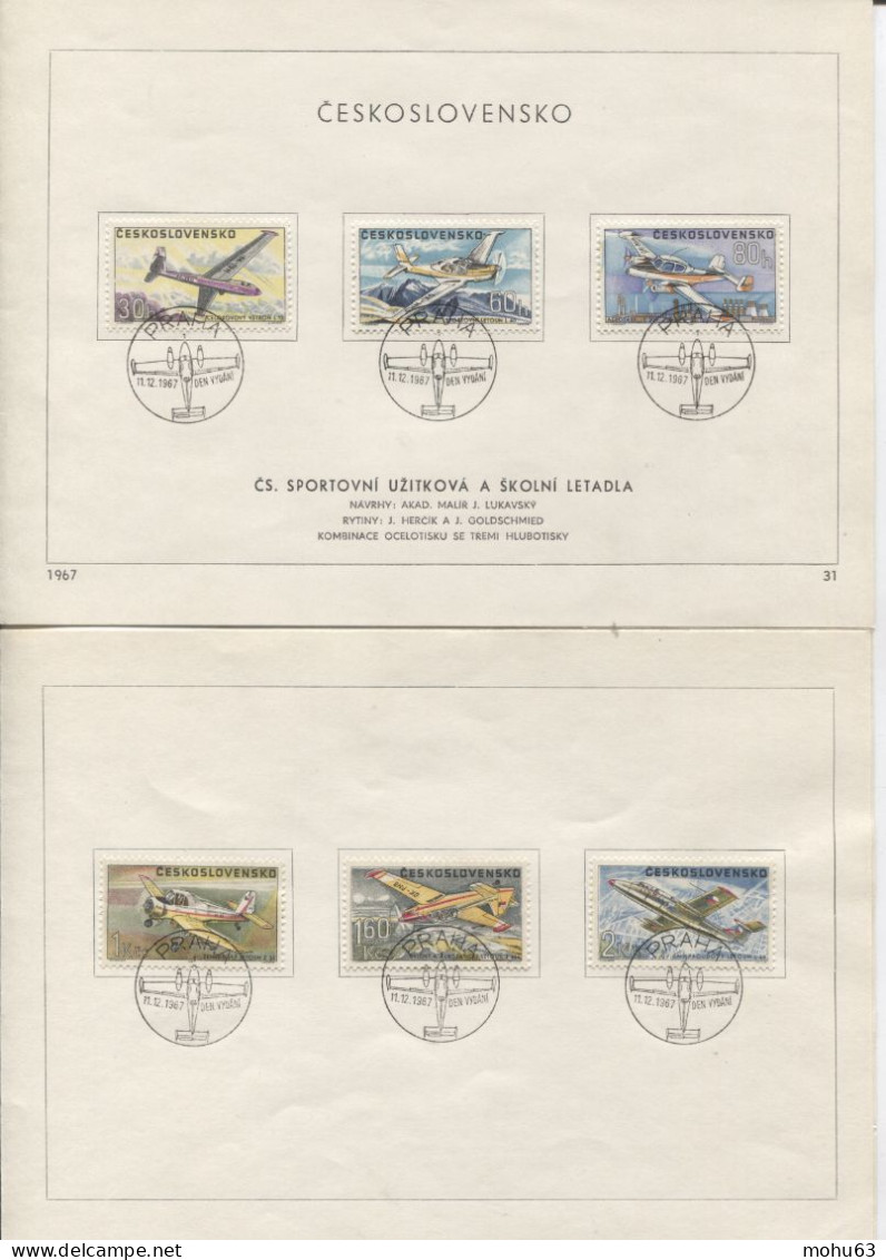 Tschechoslowakei # 1755-60 Ersttagsblatt Flugzeuge Segelflugzeug Aerotaxi Kunstflugzeug Uz '1' - Brieven En Documenten