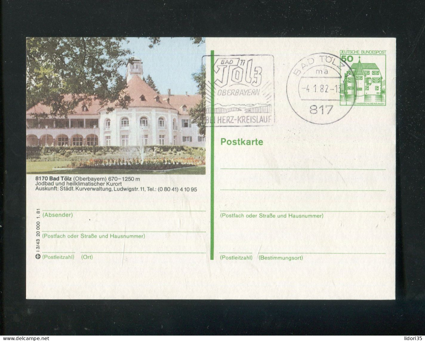 "BUNDESREPUBLIK DEUTSCHLAND" 1981, Bildpostkarte Mit Bildgleichem Stempel Ex "BAD TOELZ" (L1025) - Bildpostkarten - Gebraucht