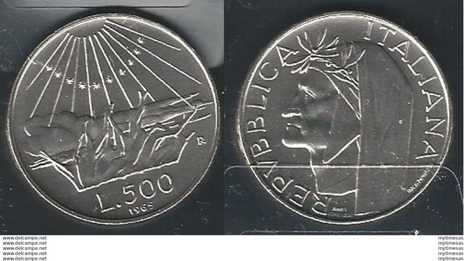 1965 Italia Lire 500 Dante Alighieri Argento FDC - Andere & Zonder Classificatie