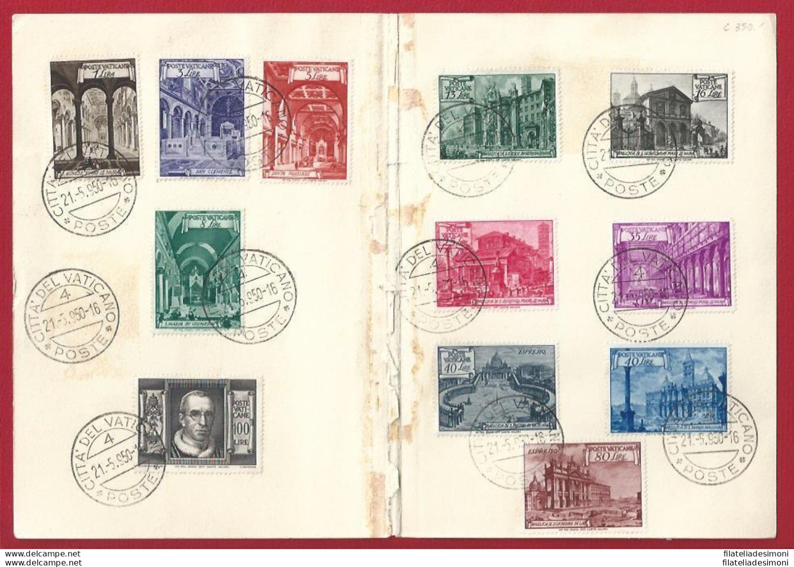 1950 Vaticano, Basiliche N. 122/131 + Espressi Su Libro Del Pellegrino Anno Santo - 12 Valori - FDC