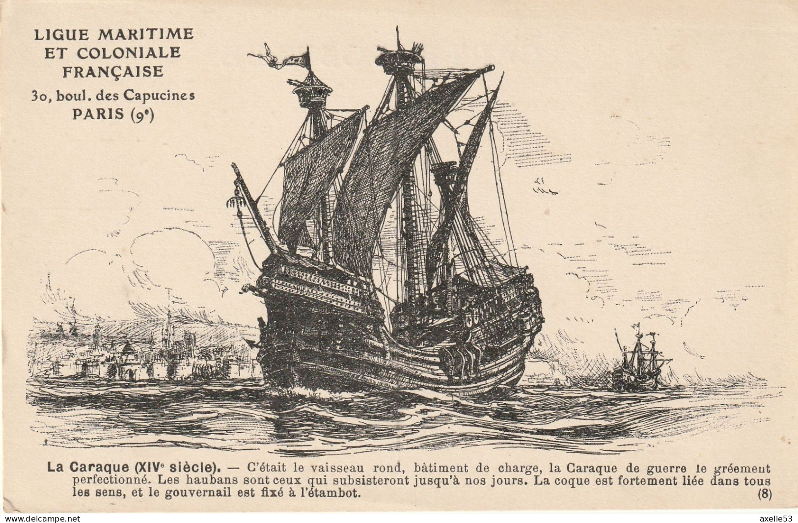 Ligue Maritime Et Coloniale Française 08 (10156) La Caraque (XIVe Siècle) - Collezioni E Lotti