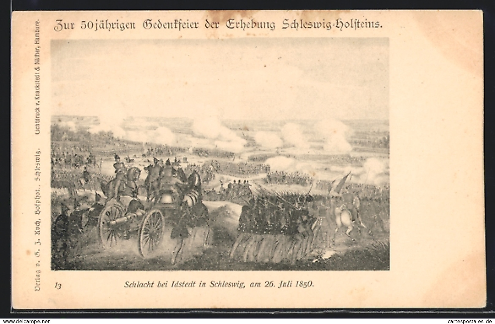 Lithographie Idstedt In Schleswig, 50 Jährige Gedenkfeier Der Erhebung Schleswig-Holsteins, Schlacht Bei Idstedt 1850  - Schleswig