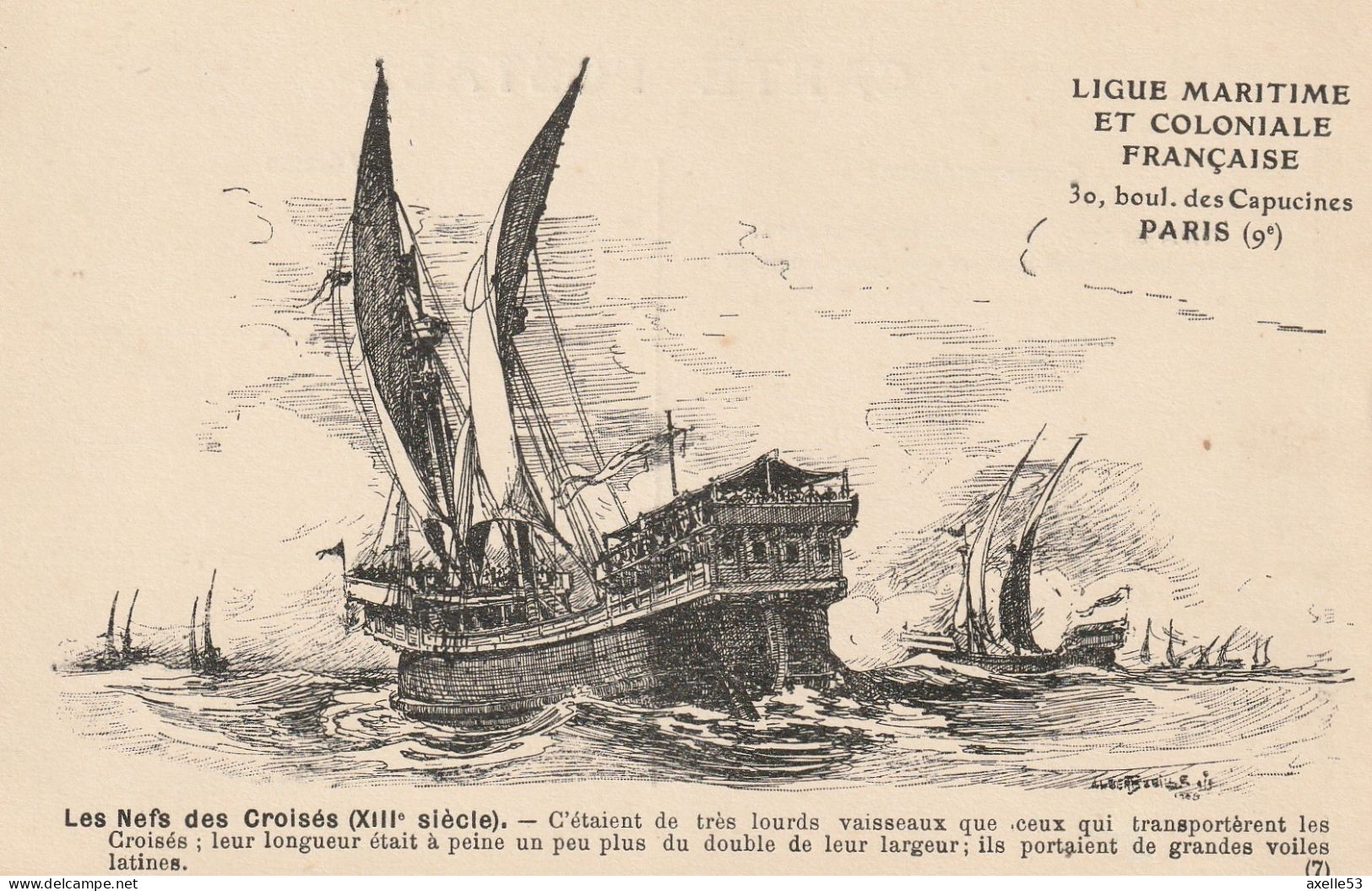 Ligue Maritime Et Coloniale Française 07 (10157) Les Nefs Des Croisés (XIIIe Siècle) - Collections & Lots