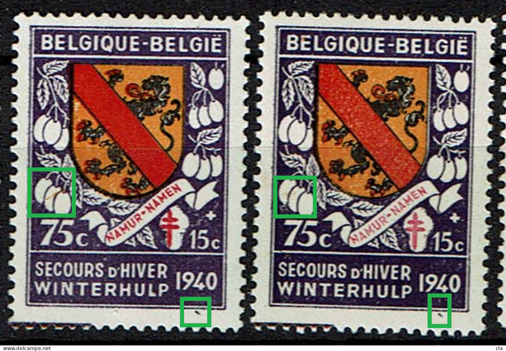 542 X2  **  Griffe Jaune Fruits Et Points Divers  Nuances - 1931-1960