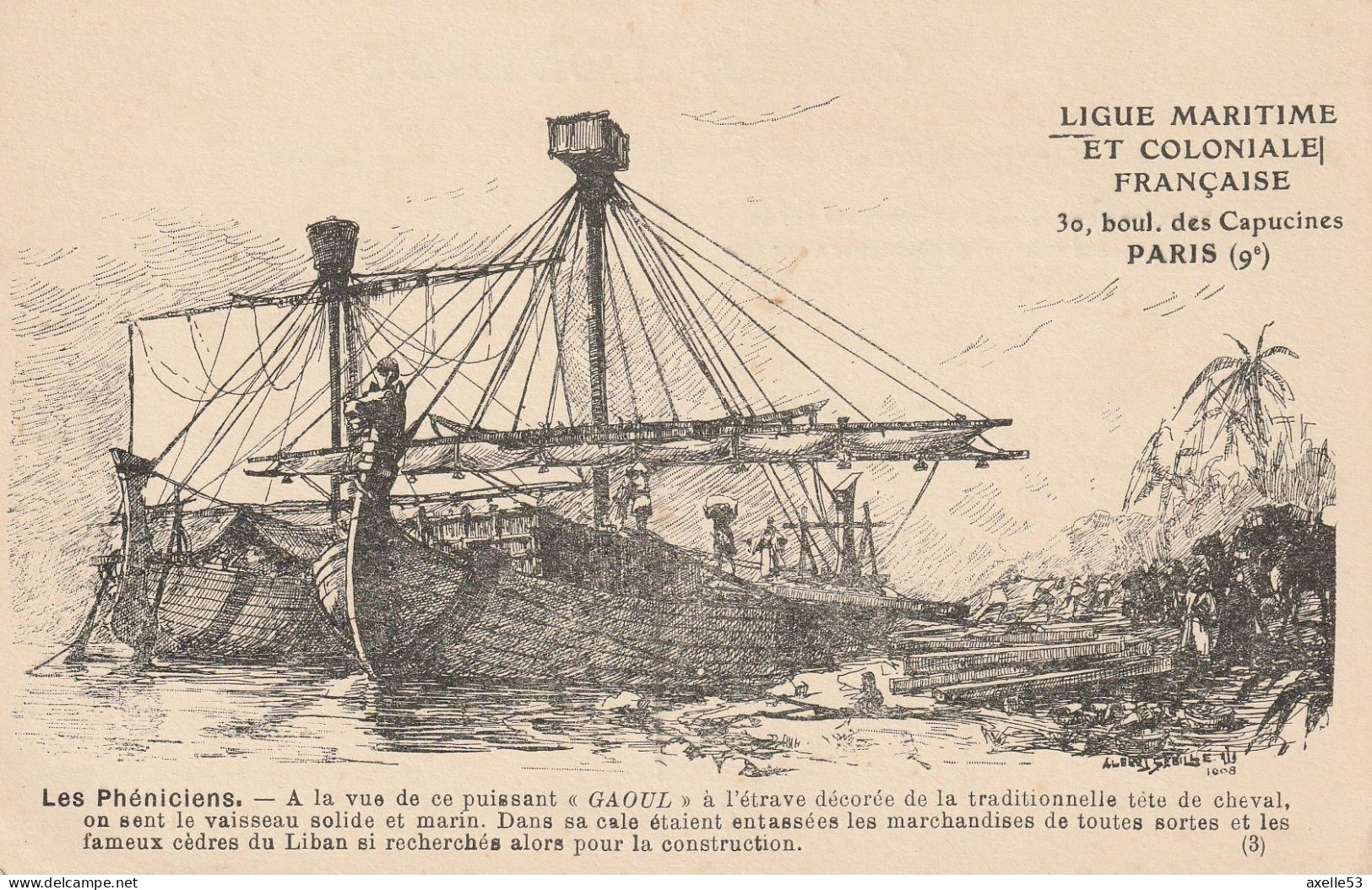 Ligue Maritime Et Coloniale Française 03 (10160) Les Phéniciens - Colecciones Y Lotes