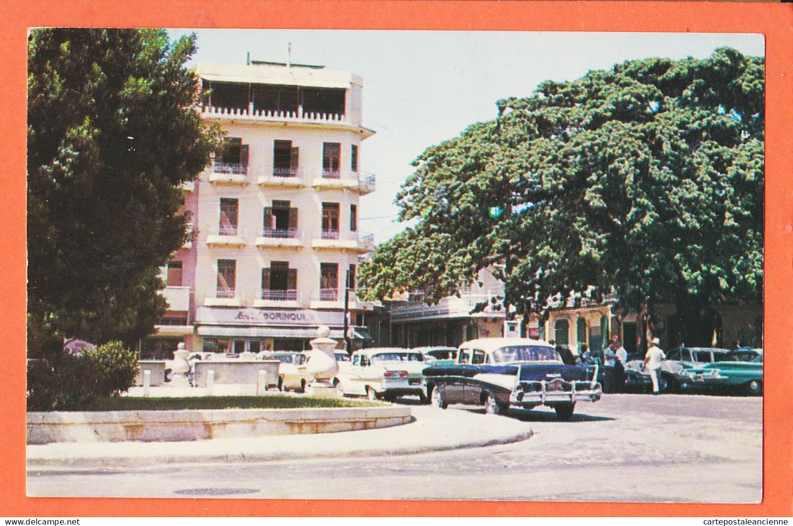 19962 / ⭐ ♥️ AGUADILLA Puerto Rico Chevrolet Oldsmobile 1955 Hotel BORINQUEN Plaza DEGETAU Tree LAUREL INDIA JAVILLA  - Puerto Rico