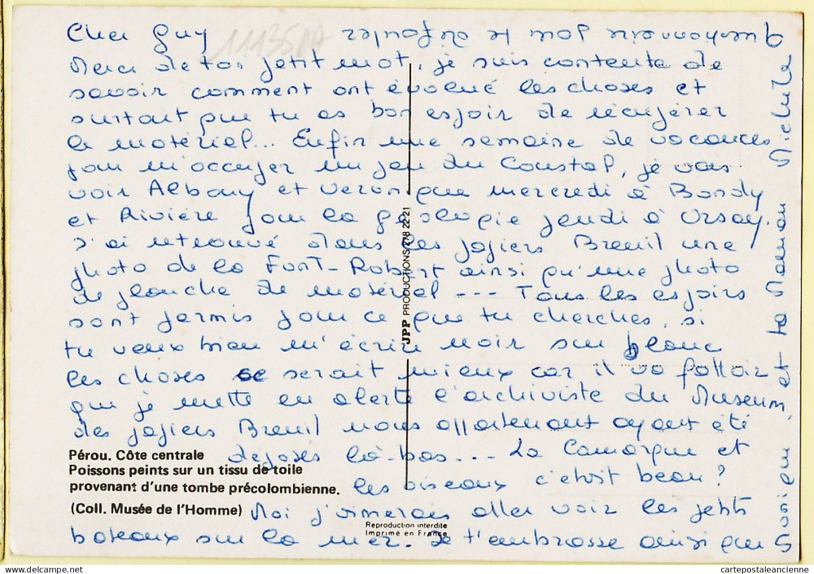 19862 / ⭐ Pérou Côte Centrale Poissons Peints PEINTS Tissu Toile Tombe PRECOLOMBIENNE Péru CPSM 1972  - Pérou