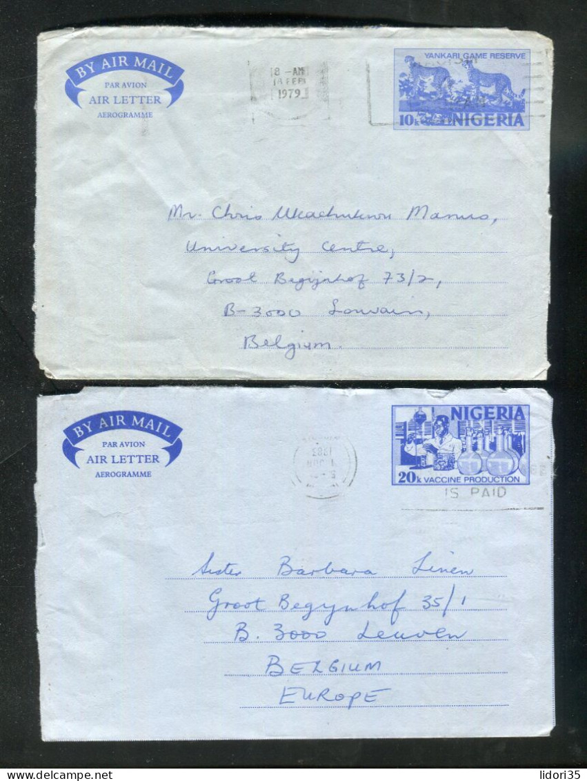 "NIGERIA" 2 Aerogramme Nach Belgien (L1037) - Nigeria (1961-...)