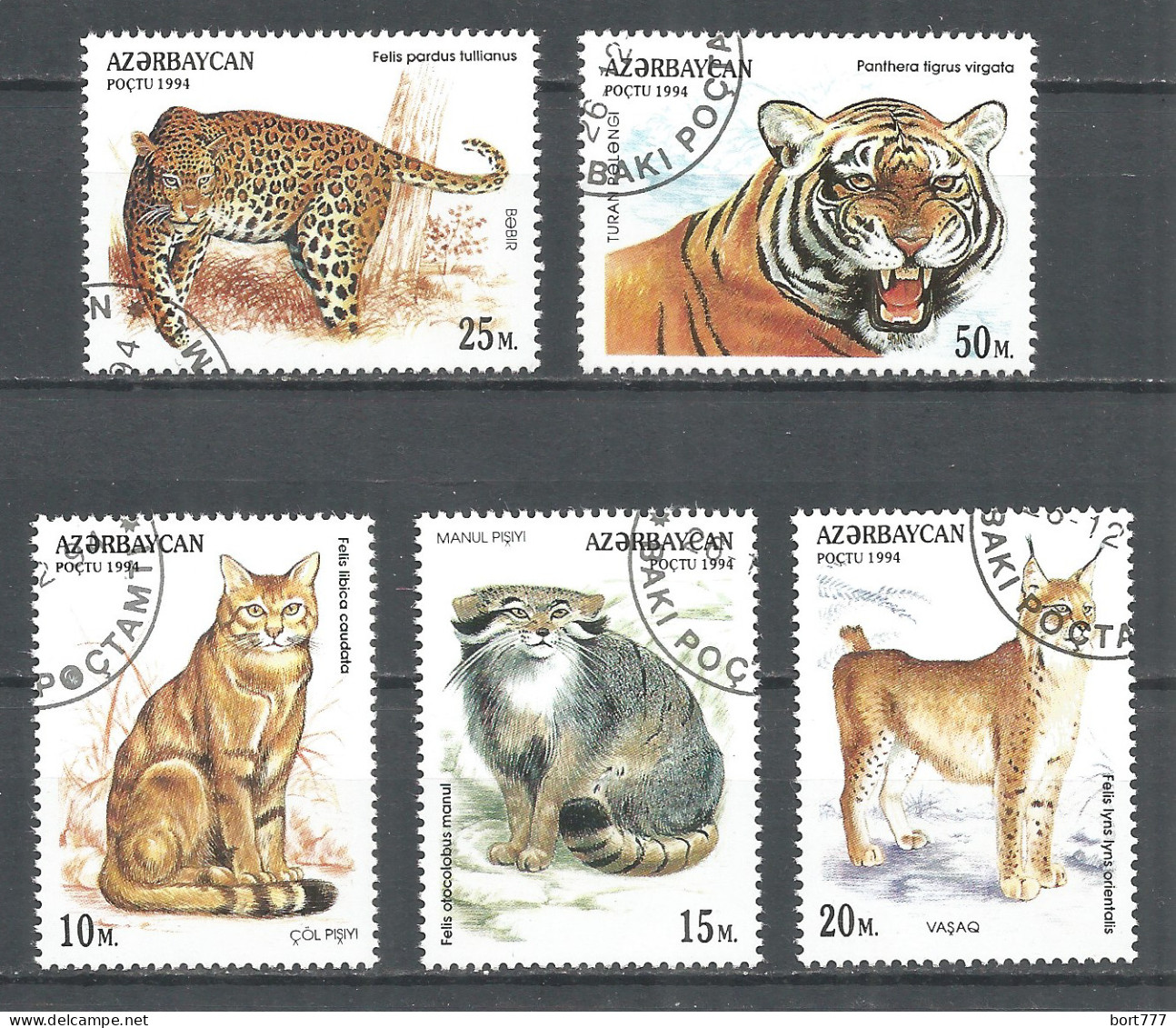 Azerbaijan 1994 Year, Used Stamps (o) Set Wild Cats  - Azerbaïdjan