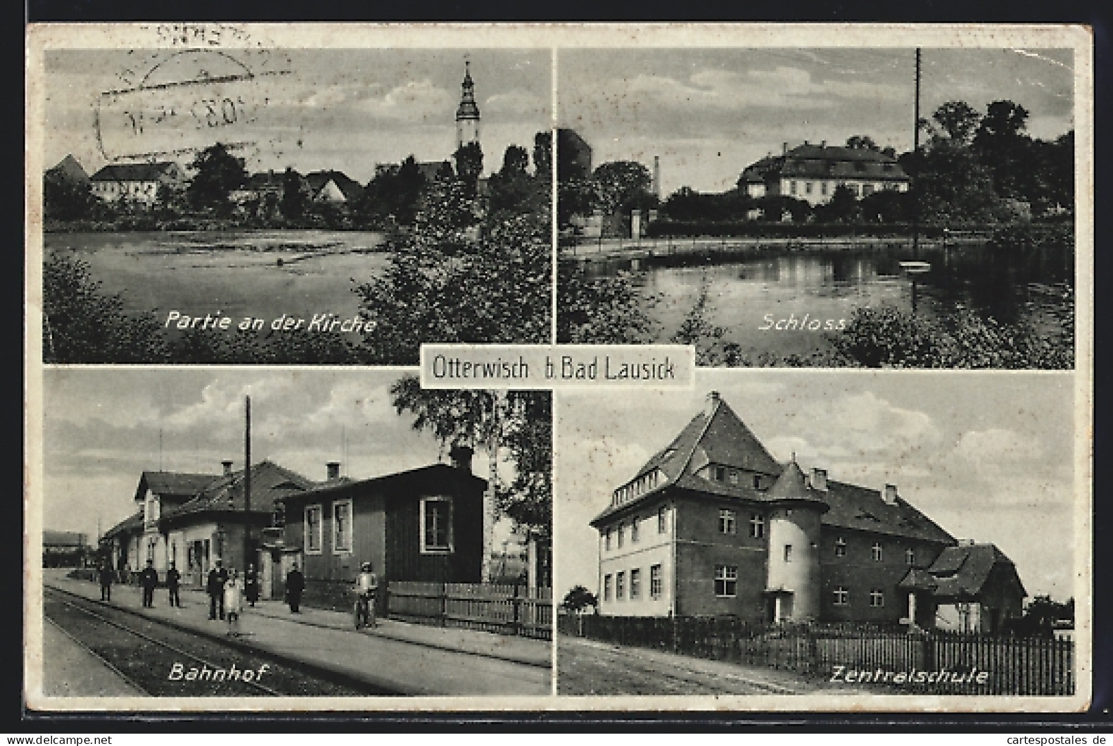 AK Otterwisch B. Bad Lausick, Schloss, Bahnhof, Zentralschule  - Bad Lausick