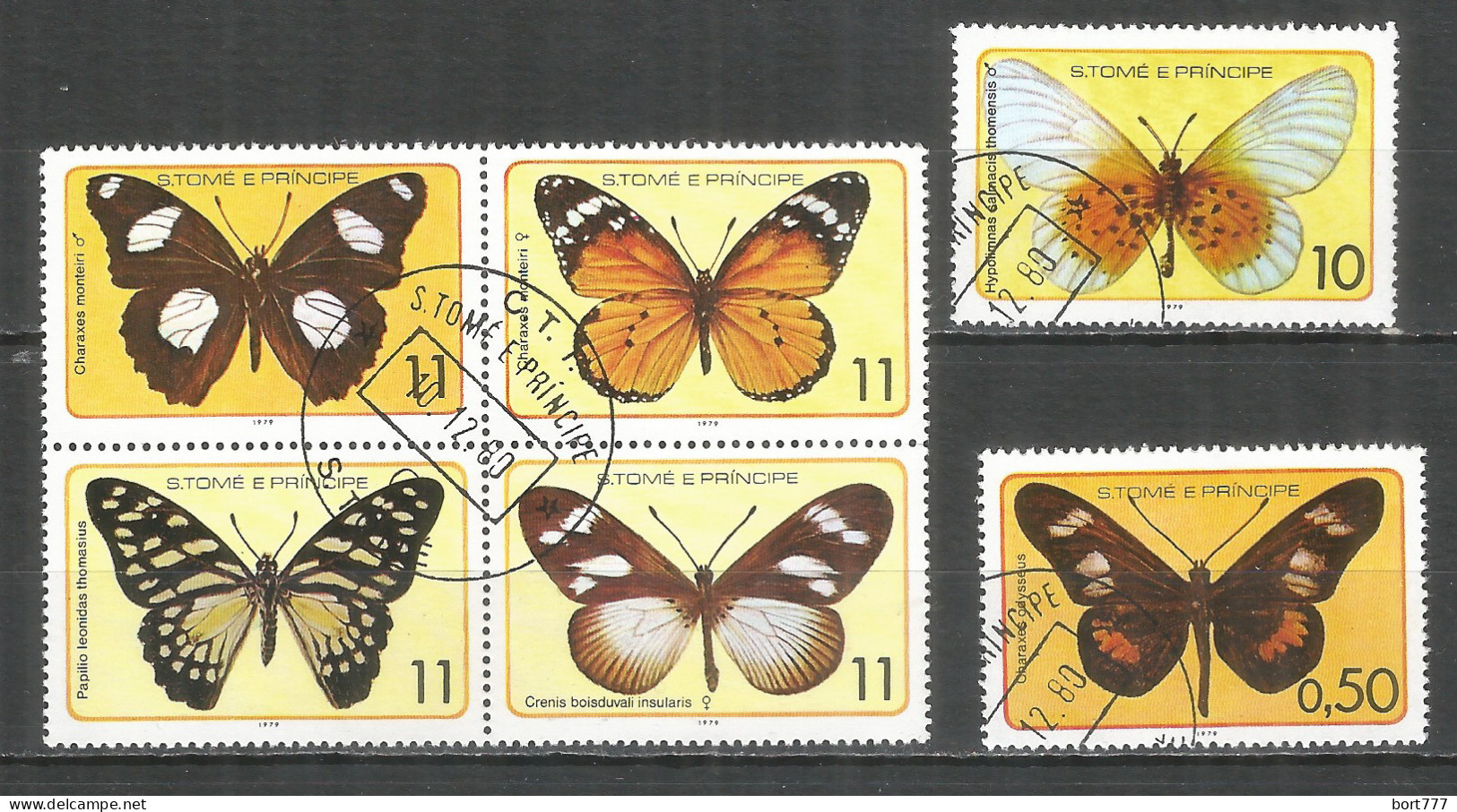 Sao Tome And Principe 1978 Year, Used Stamps Butterfly - Sao Tomé Y Príncipe