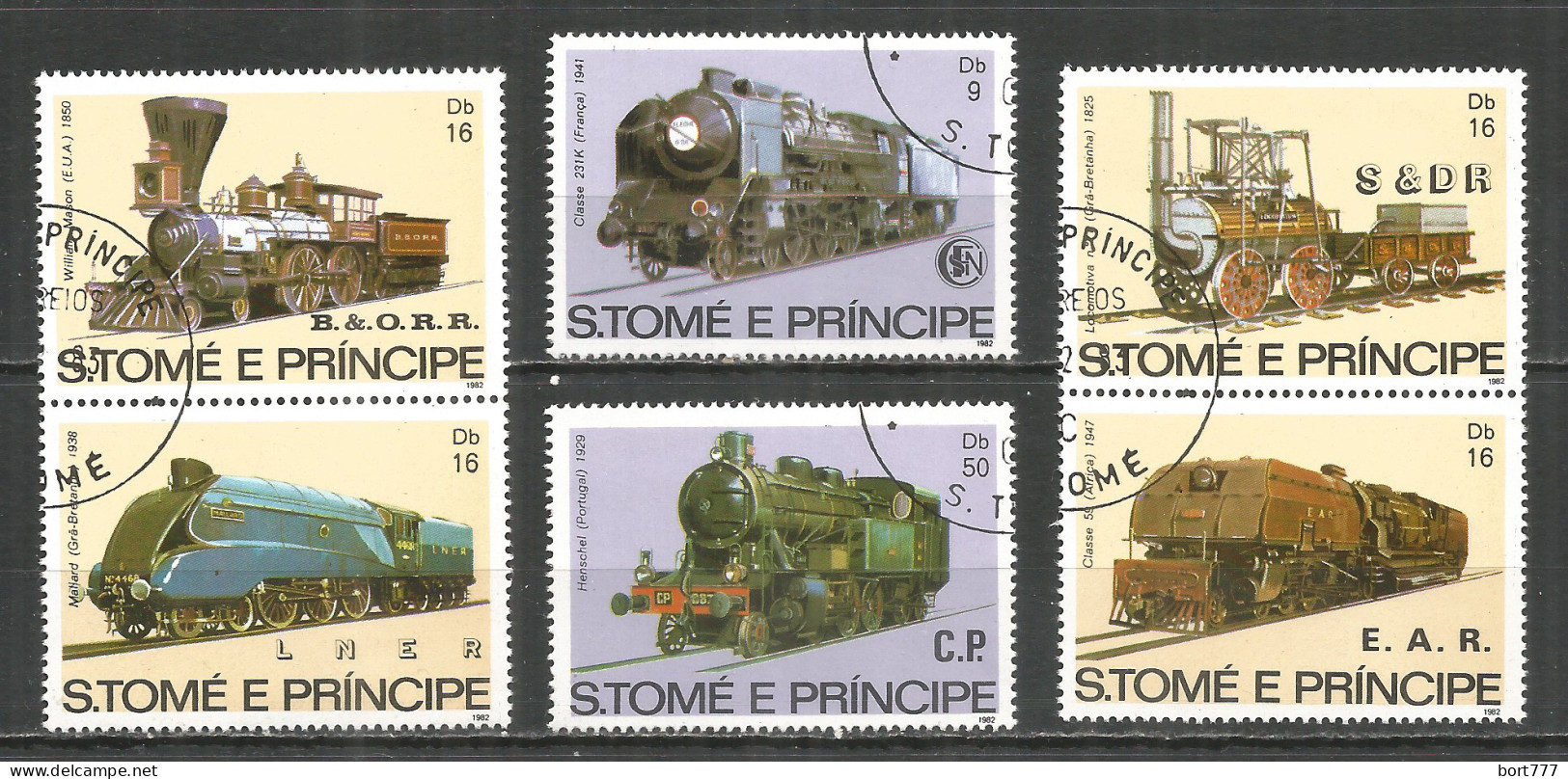 Sao Tome And Principe 1982 Year, Used Stamps Set Trains - Sao Tomé Y Príncipe