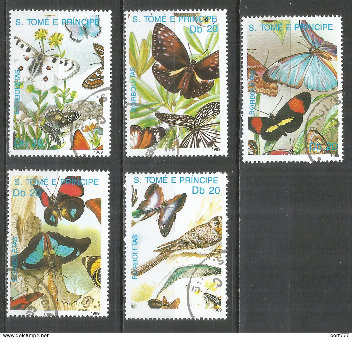 Sao Tome And Principe 1989 Year, Used Stamps Butterfly - Sao Tomé Y Príncipe