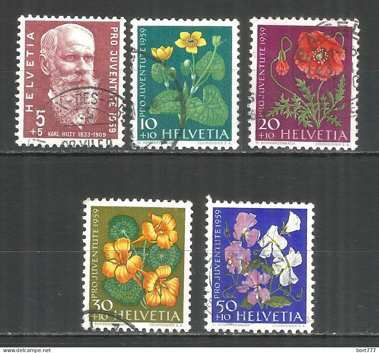 Switzerland 1959 Year , Used Stamps Mi # 687-91 Flowers - Used Stamps