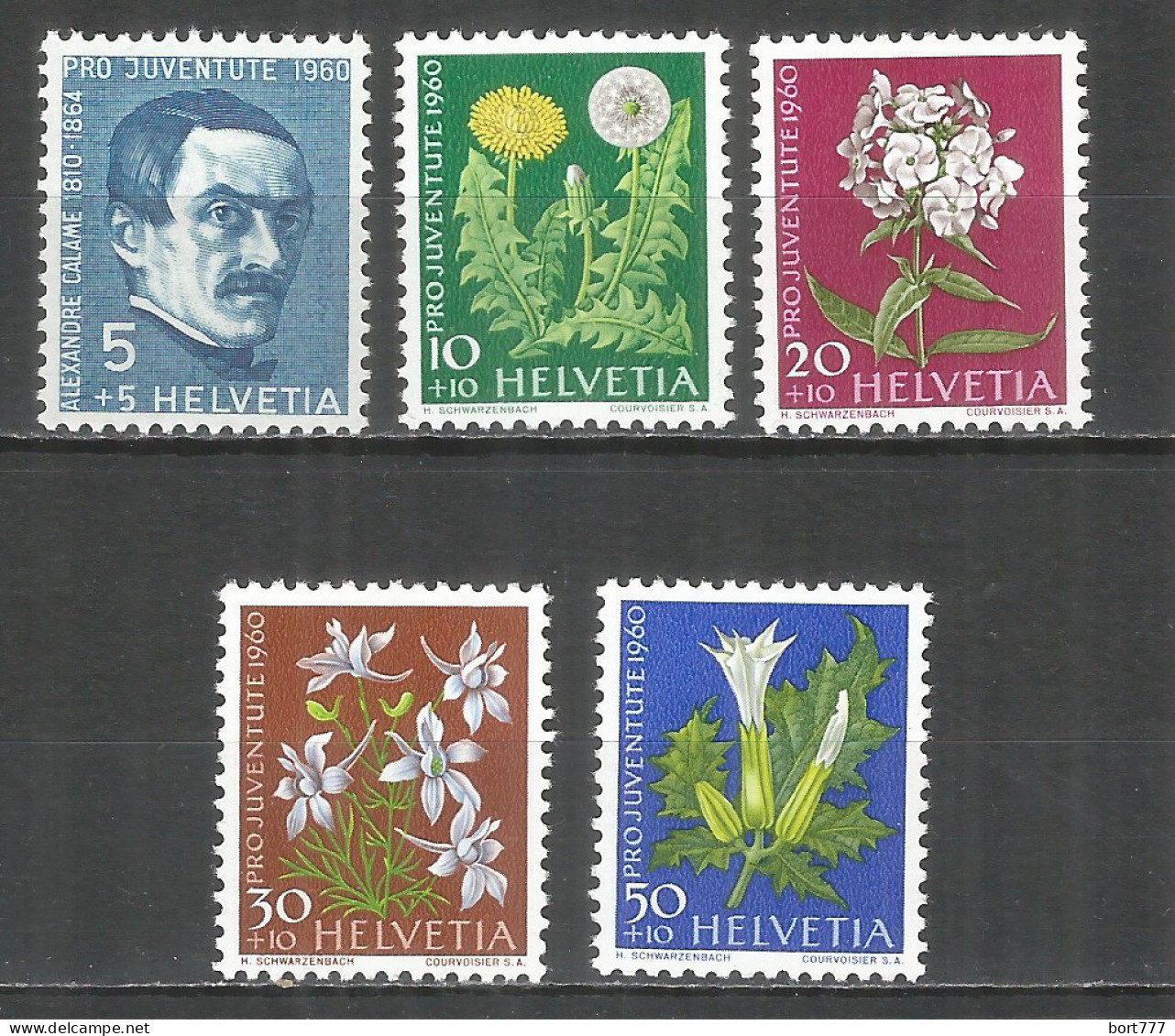 Switzerland 1960 Mint Stamps MNH(**)  Mi.# 722-726 Flowers - Neufs