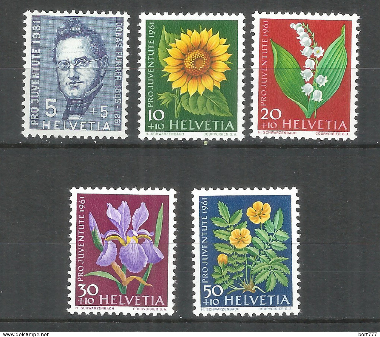 Switzerland 1961 Mint Stamps MNH(**)  Mi.# 742-746 Flowers - Nuevos