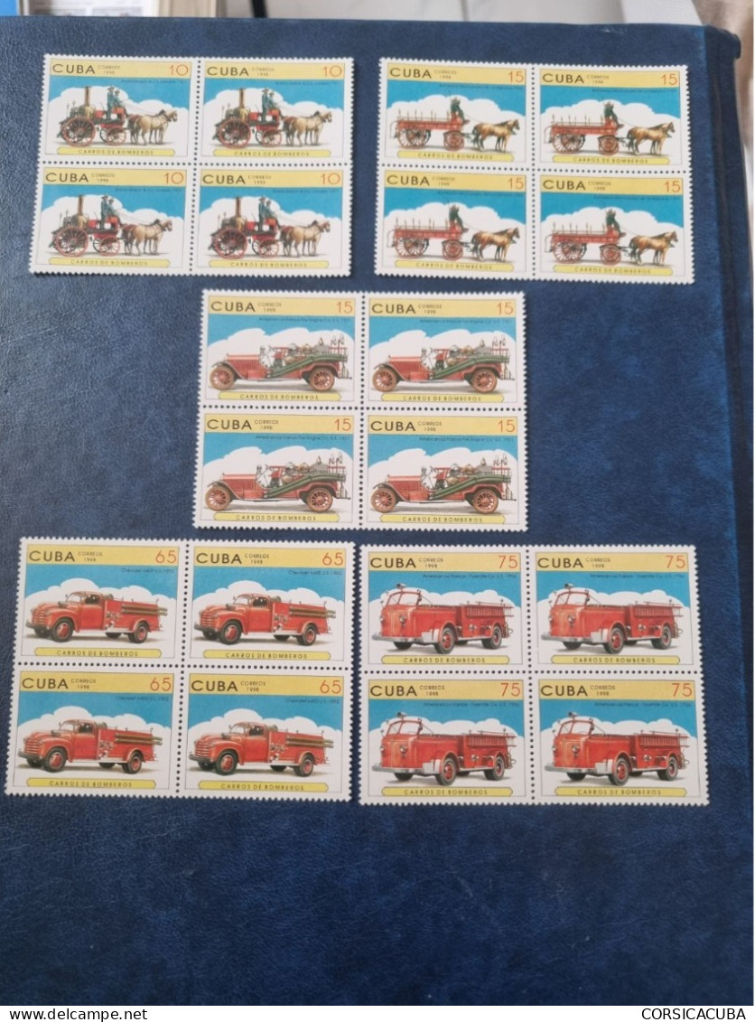 CUBA  NEUF  1998    CAROS  DE  BOMBEROS  //  PARFAIT  ETAT  //  1er  CHOIX  // Bloc De 4 - Nuevos