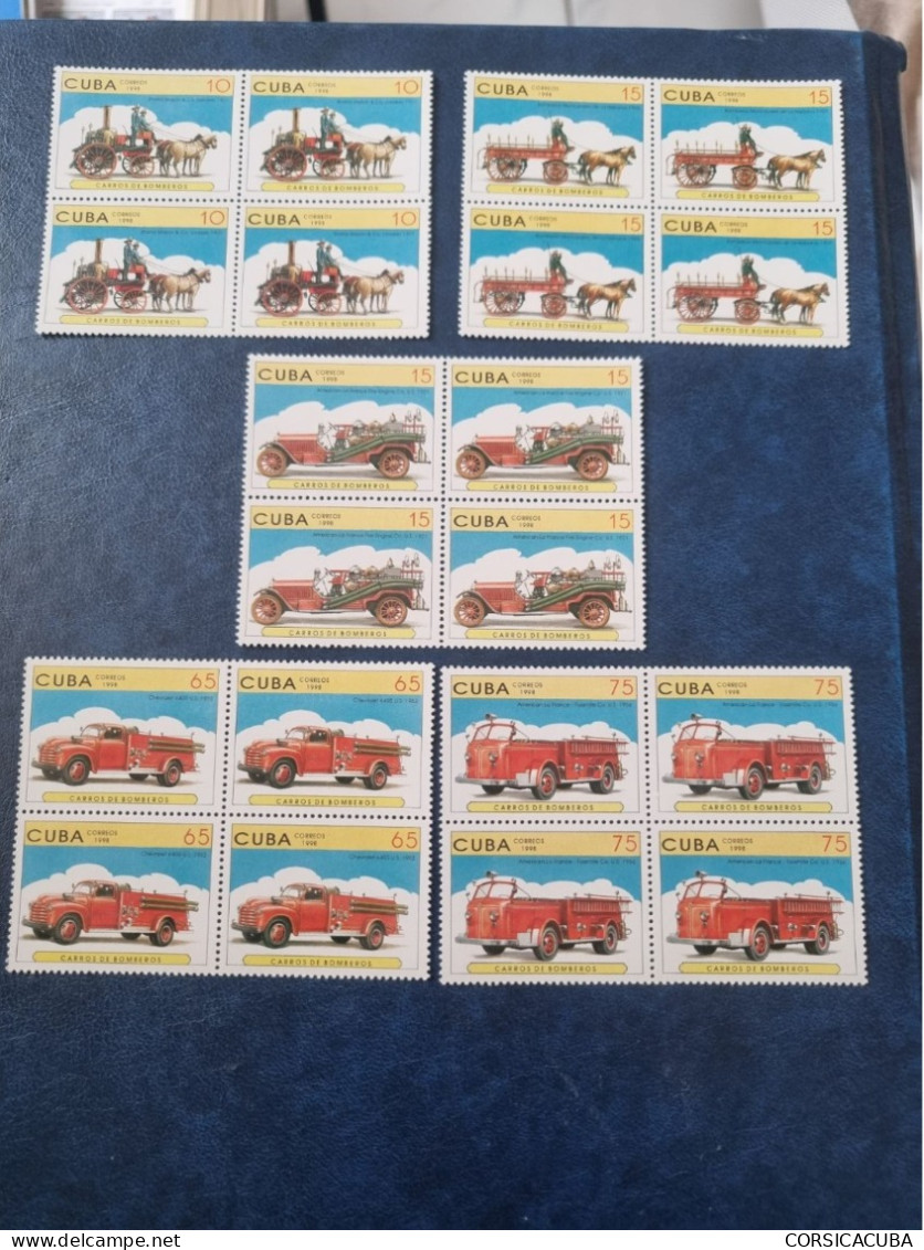 CUBA  NEUF  1998    CAROS  DE  BOMBEROS  //  PARFAIT  ETAT  //  1er  CHOIX  // Bloc De 4 - Unused Stamps